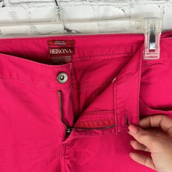 Merona Stretch Red/Pink Cropped Pants Size 12 - Picture 5 of 6